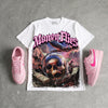 Triple Pink Dunk DopeSkill Oversize Print T-Shirt Money Flies Graphic