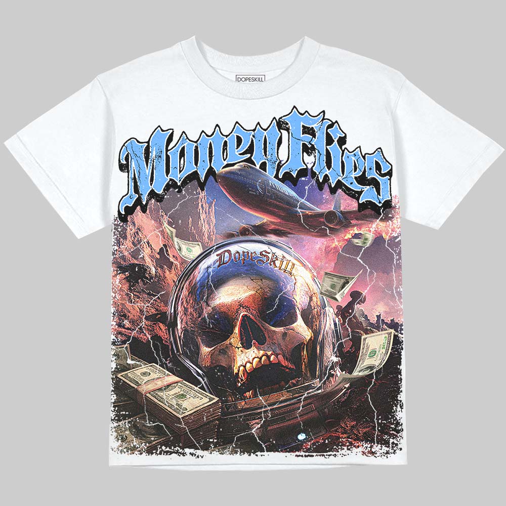 Jordan 5 Black University Blue DopeSkill Oversize Print T-Shirt Money Flies Graphic Streetwear - WHite