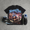 Black University Blue 5s DopeSkill Oversize Print T-Shirt Money Flies Graphic