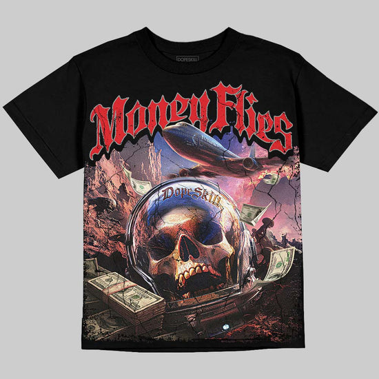 Jordan 4 Bred DopeSkill Oversize Print T-Shirt Money Flies Graphic Streetwear - Black
