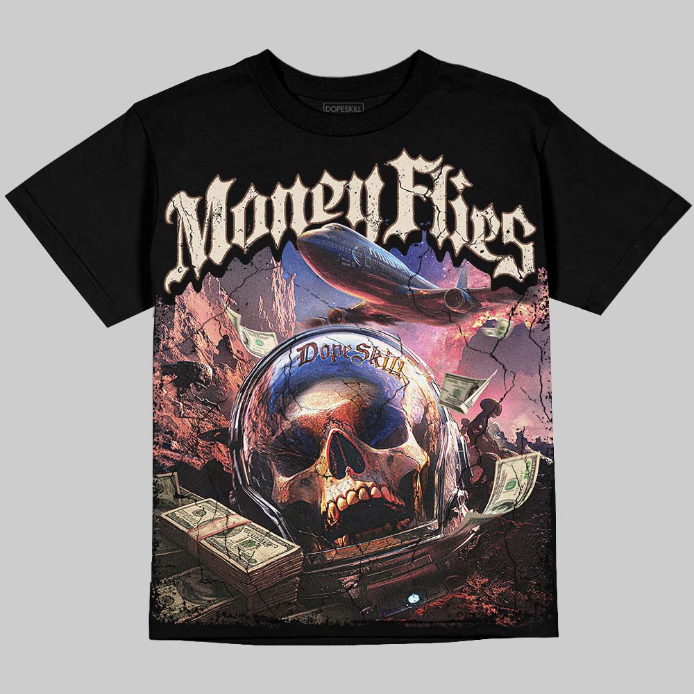 Jordan 12 Fireside DopeSkill Oversize Print T-Shirt Money Flies Graphic Streetwear - Black