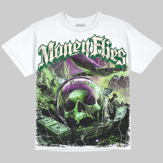 Jordan 14 Forest Green DopeSkill Oversize Print T-Shirt Money Flies Graphic Streetwear - White