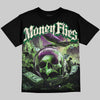 Jordan 14 Forest Green DopeSkill Oversize Print T-Shirt Money Flies Graphic Streetwear - Black