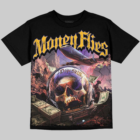 Jordan 4 Lakers DopeSkill Oversize Print T-Shirt Money Flies Graphic Streetwear - Black