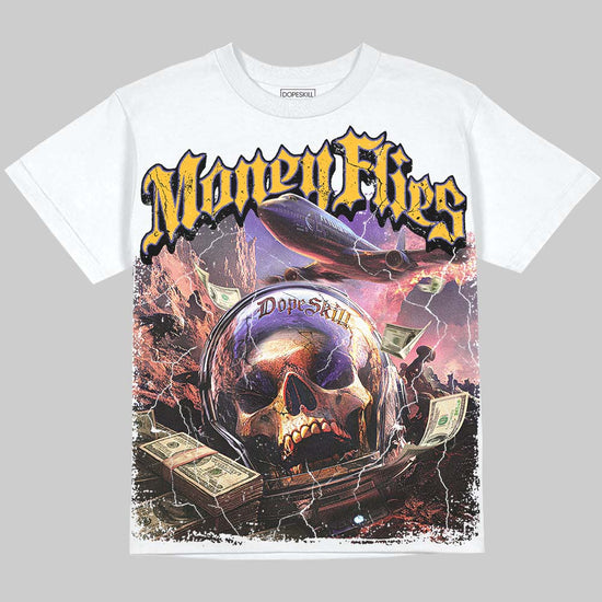 Jordan 4 Lakers DopeSkill Oversize Print T-Shirt Money Flies Graphic Streetwear - White