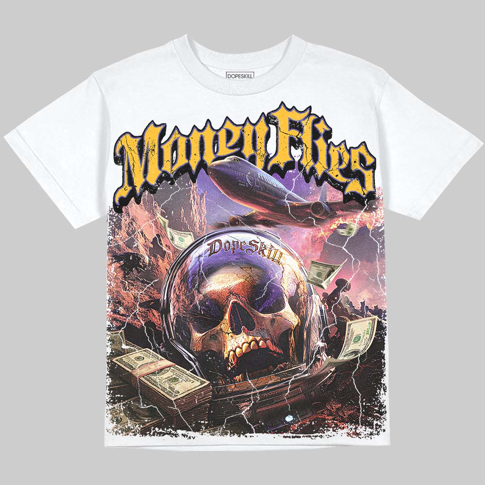 Jordan 4 Lakers DopeSkill Oversize Print T-Shirt Money Flies Graphic Streetwear - White