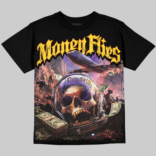 Jordan 4 Thunder DopeSkill Oversize Print T-Shirt Money Flies Graphic Streetwear - Black
