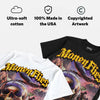 Black Tour Yellow AJ 4 Thunder DopeSkill Oversize Print T-Shirt Money Flies Graphic