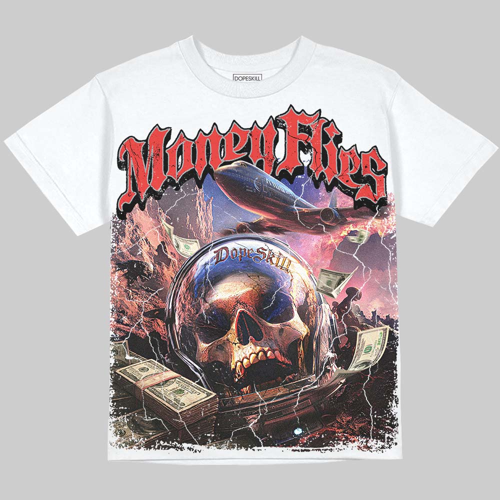 Jordan 4 Toro Bravo DopeSkill Oversize Print T-Shirt Money Flies Graphic Streetwear - White
