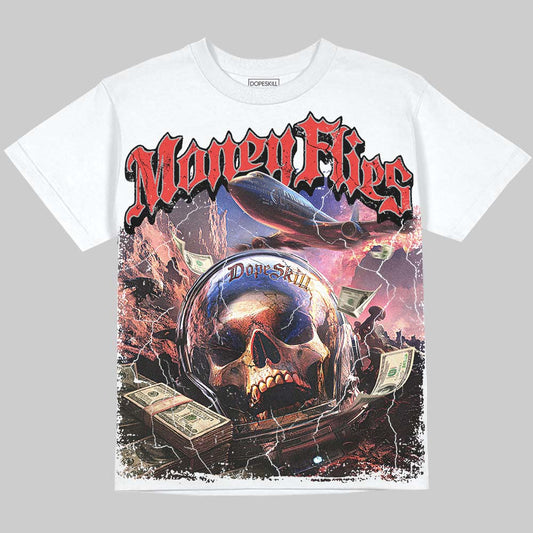 Jordan 4 Toro Bravo DopeSkill Oversize Print T-Shirt Money Flies Graphic Streetwear - White