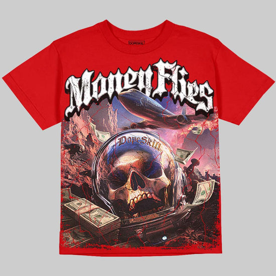 Jordan 4 Toro Bravo DopeSkill Oversize Print T-Shirt Money Flies Graphic Streetwear - Red