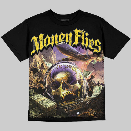 Jordan 4 Tour Yellow DopeSkill Oversize Print T-Shirt Money Flies Graphic Streetwear - Black