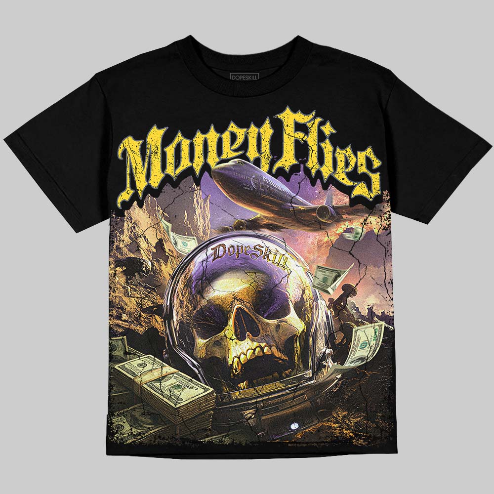 Jordan 4 Tour Yellow DopeSkill Oversize Print T-Shirt Money Flies Graphic Streetwear - Black