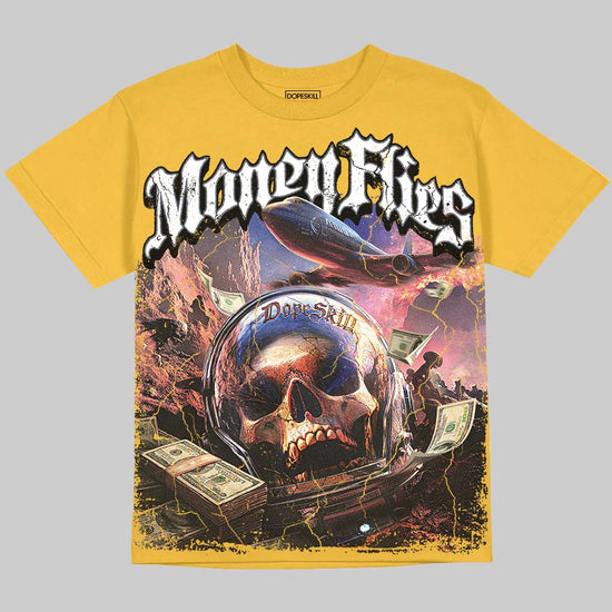 Jordan 4 Tour Yellow DopeSkill Oversize Print T-Shirt Money Flies Graphic Streetwear - Mustard
