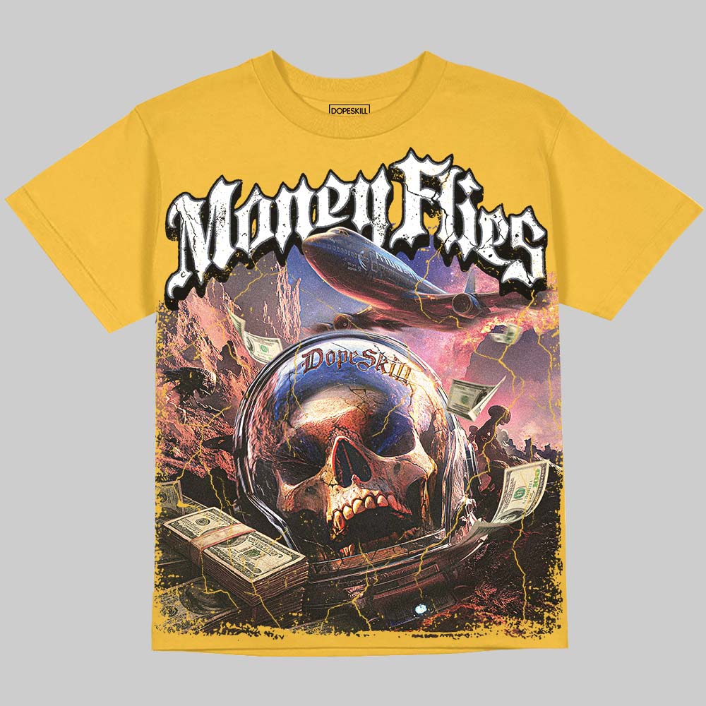 Jordan 4 Tour Yellow DopeSkill Oversize Print T-Shirt Money Flies Graphic Streetwear - Mustard