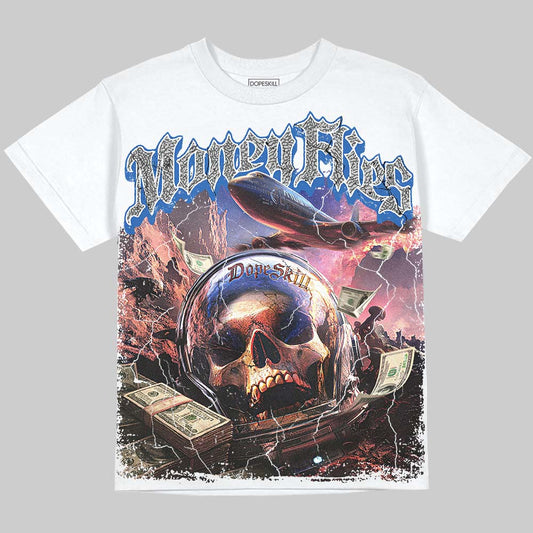 Jordan 3 True Blue DopeSkill Oversize Print T-Shirt Money Flies Graphic Streetwear - White