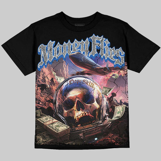 Jordan 3 True Blue DopeSkill Oversize Print T-Shirt Money Flies Graphic Streetwear - Black