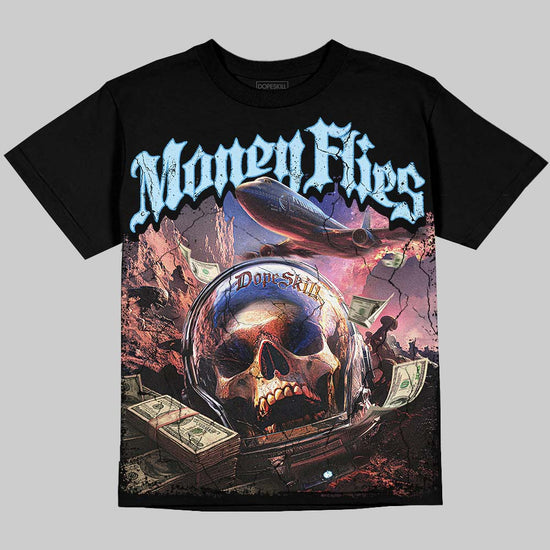 Jordan 11 University Blue DopeSkill Oversize Print T-Shirt Money Flies Graphic Streetwear - Black