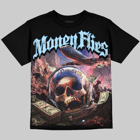 Jordan 11 University Blue DopeSkill Oversize Print T-Shirt Money Flies Graphic Streetwear - Black