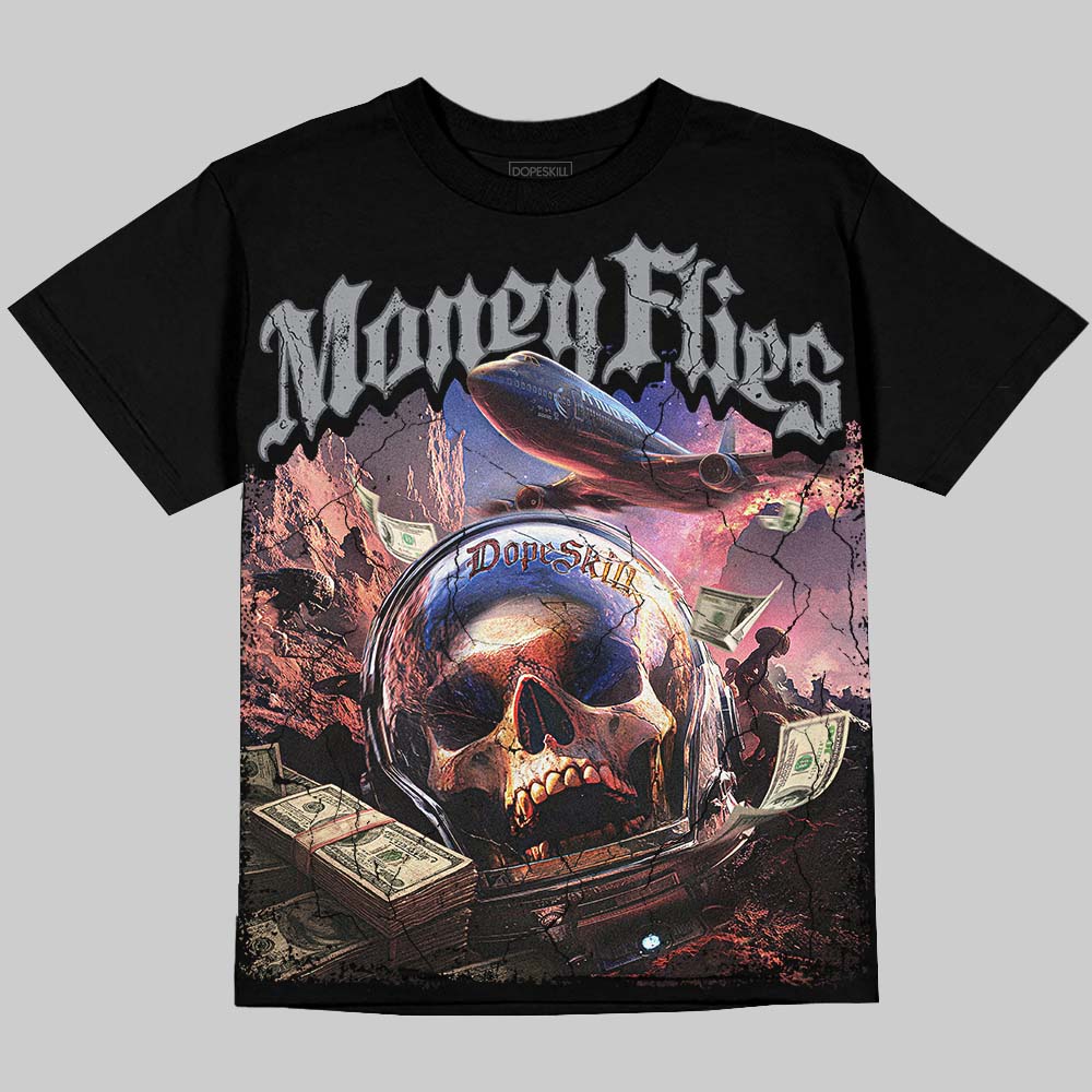 Jordan 5 Wolf Grey DopeSkill Oversize Print T-Shirt Money Flies Graphic Streetwear - Black