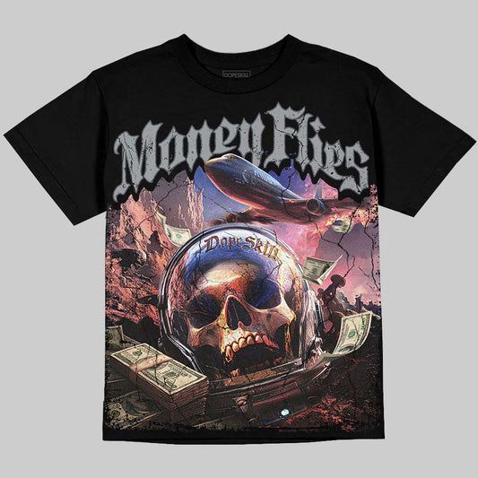 Jordan 5 Wolf Grey DopeSkill Oversize Print T-Shirt Money Flies Graphic Streetwear - Black