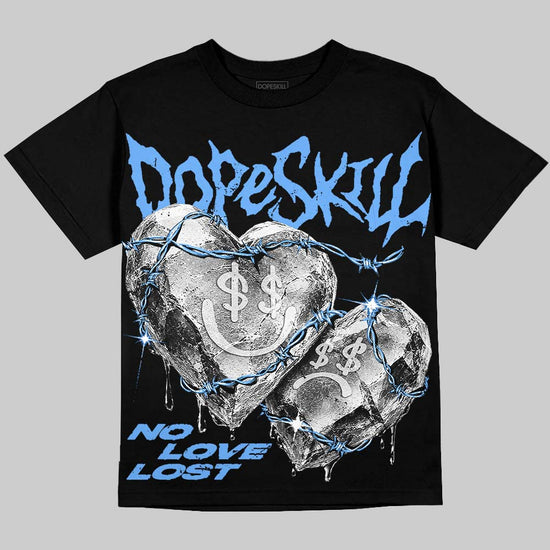 Jordan 5 Black University Blue DopeSkill Oversize Print T-Shirt No Love Lost Graphic Streetwear - Black
