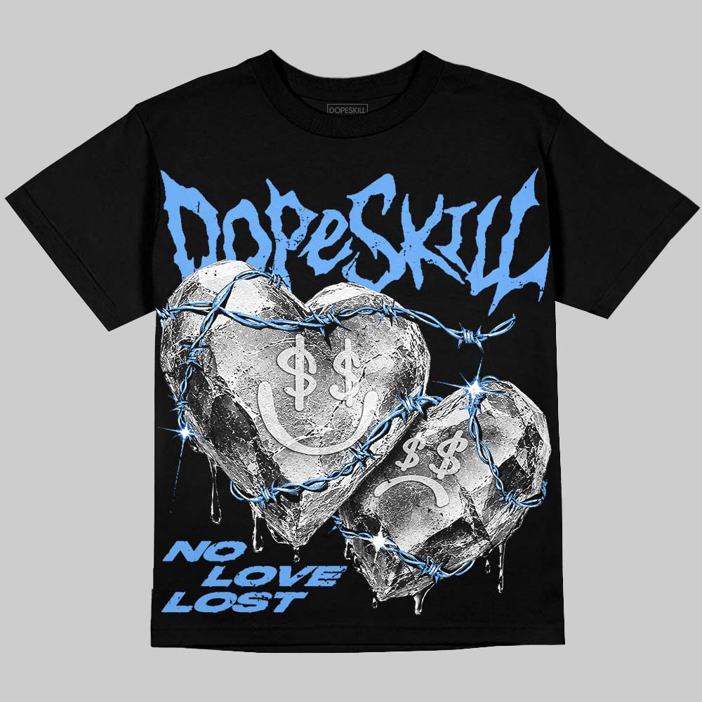 Jordan 5 Black University Blue DopeSkill Oversize Print T-Shirt No Love Lost Graphic Streetwear - Black