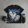 Black University Blue 5s DopeSkill Oversize Print T-Shirt No Love Lost Graphic