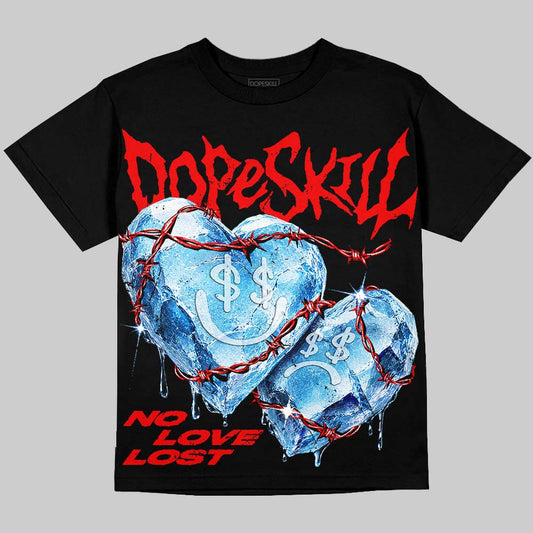 Jordan 11 Cherry DopeSkill Oversize Print T-Shirt No Love Lost Graphic Streetwear - Black