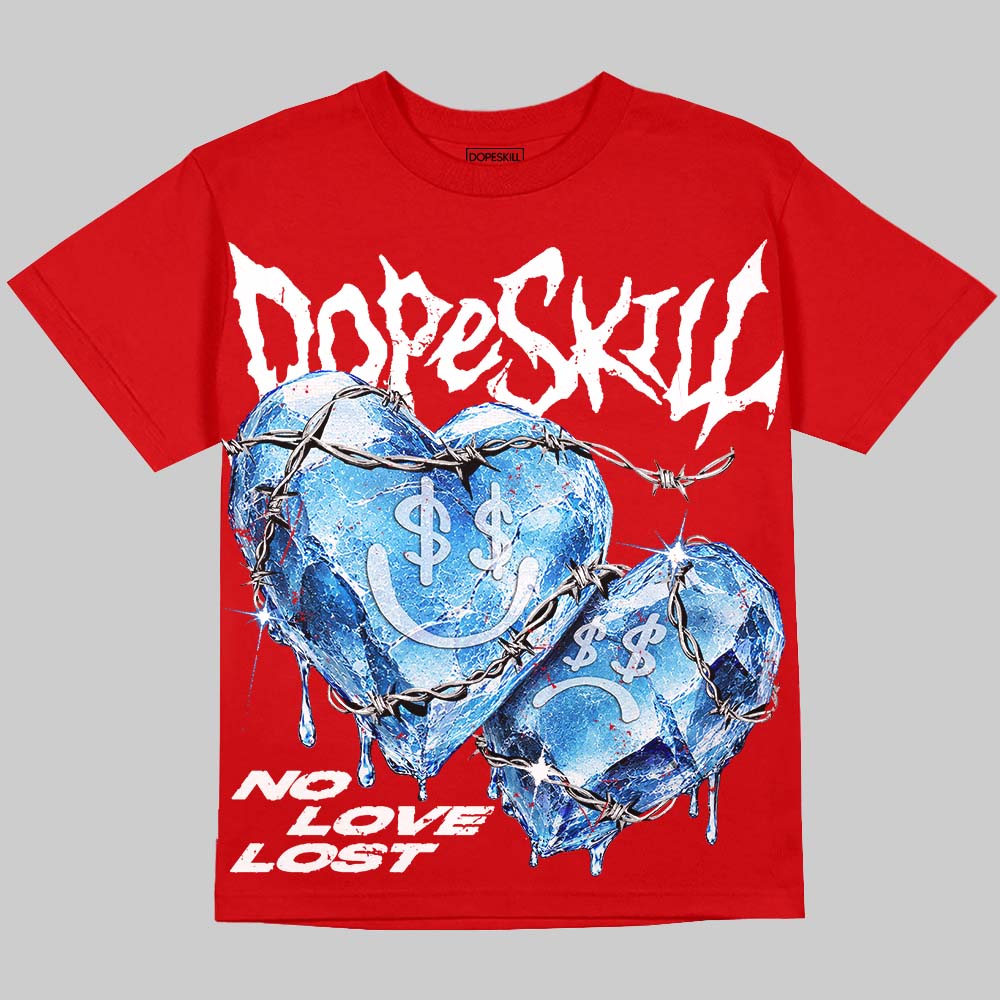 Jordan 11 Cherry DopeSkill Oversize Print T-Shirt No Love Lost Graphic Streetwear - Red