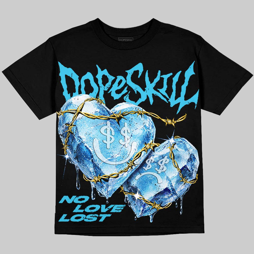 Jordan 11 Gamma Blue DopeSkill Oversize Print T-Shirt No Love Lost Graphic Streetwear - Black