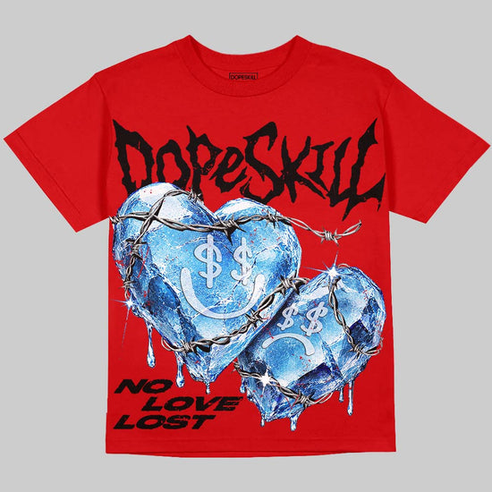 Jordan 4 Toro Bravo DopeSkill Oversize Print T-Shirt No Love Lost Graphic Streetwear - Red