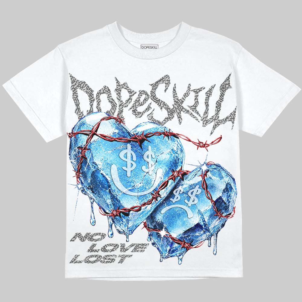 Jordan 3 True Blue DopeSkill Oversize Print T-Shirt No Love Lost Graphic Streetwear - White 