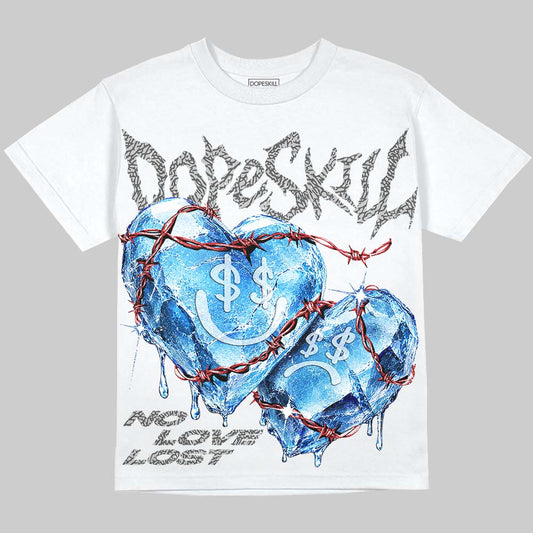 Jordan 3 True Blue DopeSkill Oversize Print T-Shirt No Love Lost Graphic Streetwear - White 