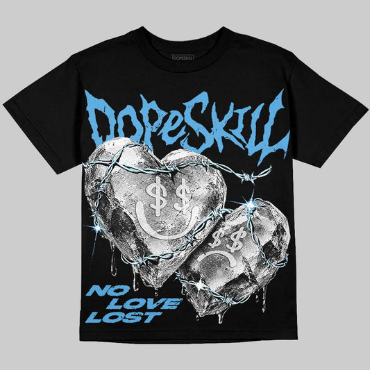 Jordan 11 University Blue DopeSkill Oversize Print T-Shirt No Love Lost Graphic Streetwear - Black