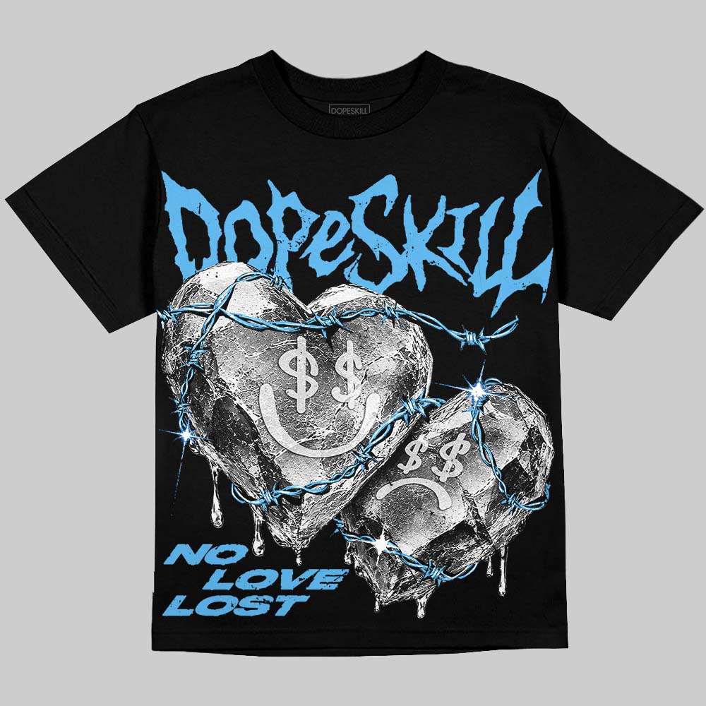 Jordan 14 Black and University Blue DopeSkill Oversize Print T-Shirt No Love Lost Graphic Streetwear - Black