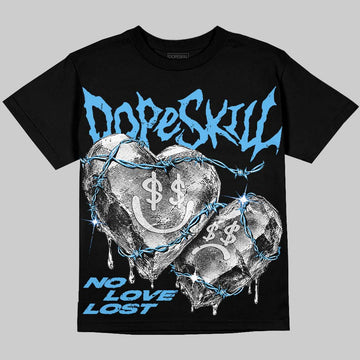 Jordan 14 Black and University Blue DopeSkill Oversize Print T-Shirt No Love Lost Graphic Streetwear - Black