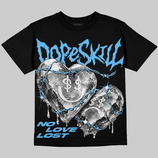Jordan 14 Black and University Blue DopeSkill Oversize Print T-Shirt No Love Lost Graphic Streetwear - Black