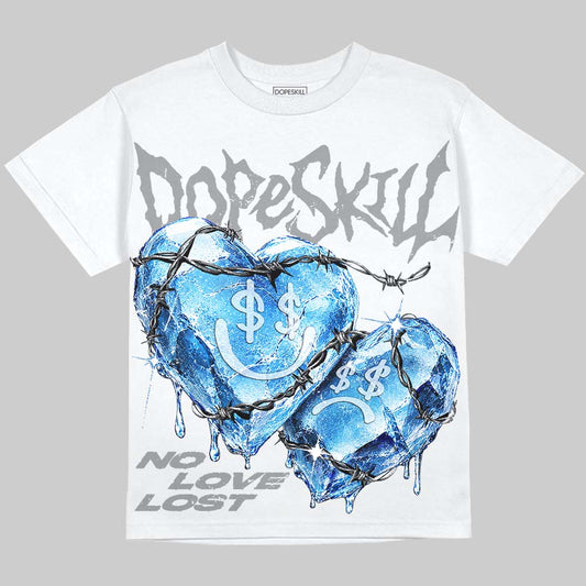 Jordan 5 Wolf Grey DopeSkill Oversize Print T-Shirt No Love Lost Graphic Streetwear - White