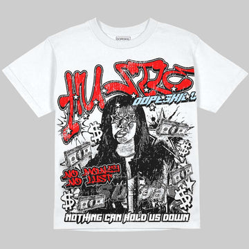 Jordan 11 Cherry DopeSkill Oversize Print T-Shirt No Money No Lust Graphic Streetwear - White