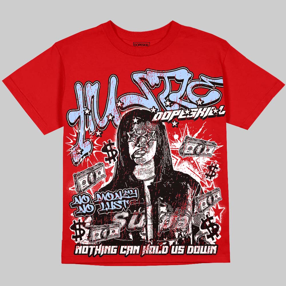 Jordan 11 Cherry DopeSkill Oversize Print T-Shirt No Money No Lust Graphic Streetwear - Red