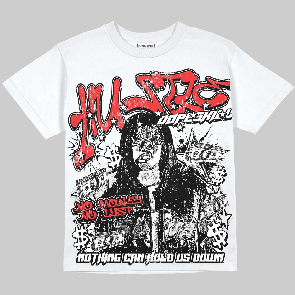 Jordan 13 Chicago DopeSkill Oversize Print T-Shirt No Money No Lust Graphic Streetwear - White