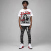 AJ 13 Chicago True Red Cherry DopeSkill Oversize Print T-Shirt No Money No Lust Graphic