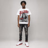 Fire Red Black Tongue 5s DopeSkill Oversize Print T-Shirt No Money No Lust Graphic