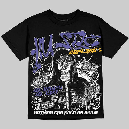 Jordan 4 Lakers DopeSkill Oversize Print T-Shirt No Money No Lust Graphic Streetwear - Black
