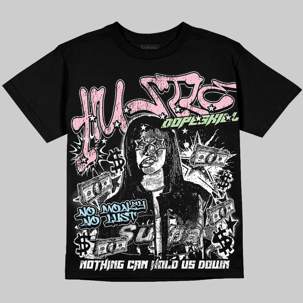 Jordan 4 Medium Soft Pink DopeSkill Oversize Print T-Shirt No Money No Lust Graphic Streetwear - Black