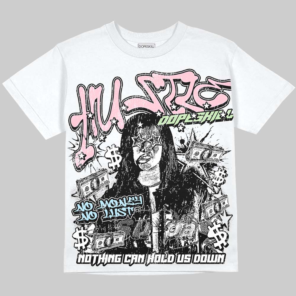 Jordan 4 Medium Soft Pink DopeSkill Oversize Print T-Shirt No Money No Lust Graphic Streetwear - White