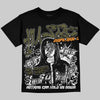 Jordan 5 Olive DopeSkill Oversize Print T-Shirt No Money No Lust Graphic Streetwear - Black