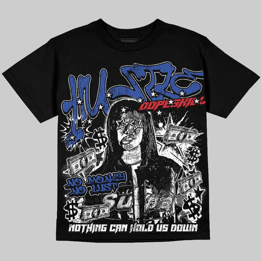 Jordan 4 Rare Air DopeSkill Oversize Print T-Shirt No Money No Lust Graphic Streetwear - Black