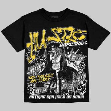 Jordan 4 Thunder DopeSkill Oversize Print T-Shirt No Money No Lust Graphic Streetwear - Black